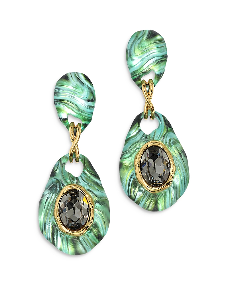 Shop Alexis Bittar Madera Crystal & Jet Green Drop Earrings In 14k Gold Plated In Blue/gold
