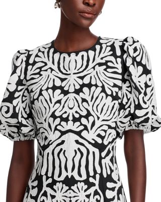 Agathe  Appliqu&eacute;d Puff Sleeve Dress