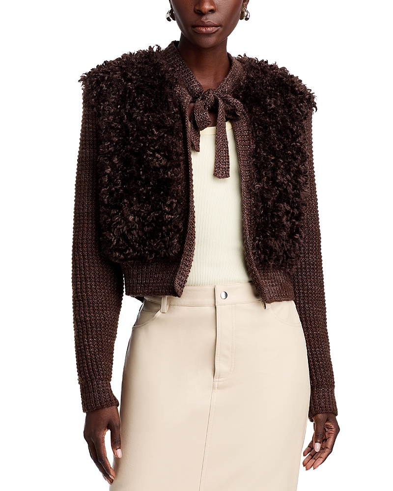 Sea Fenna Faux Fur Jacket In Chocolate