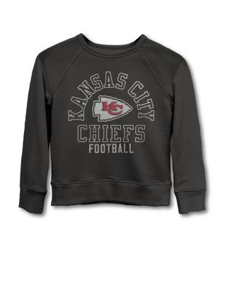 Junk Food Clothing - Unisex NFL Kansas City Chiefs Flocked Raglan Crew Fleece Sweatshirt - Little Kid, Big Kid