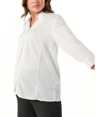 Women's No-Gap 3/4 Sleeve Maternity & Nursing Button Down Shirt in with Bra Concealing Design in TENCEL (Regular & Petite)