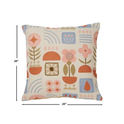 Scandi Fun Embroidered Print Decorative Pillow, 20&amp;quot; x 20&amp;quot;