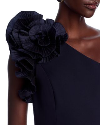 Pleated Ruffle Evening Gown