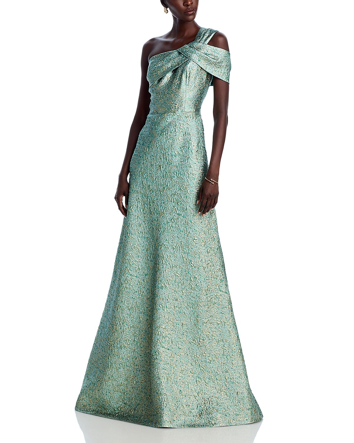 Teri Jon by Rickie Freeman Metallic Jacquard Gown