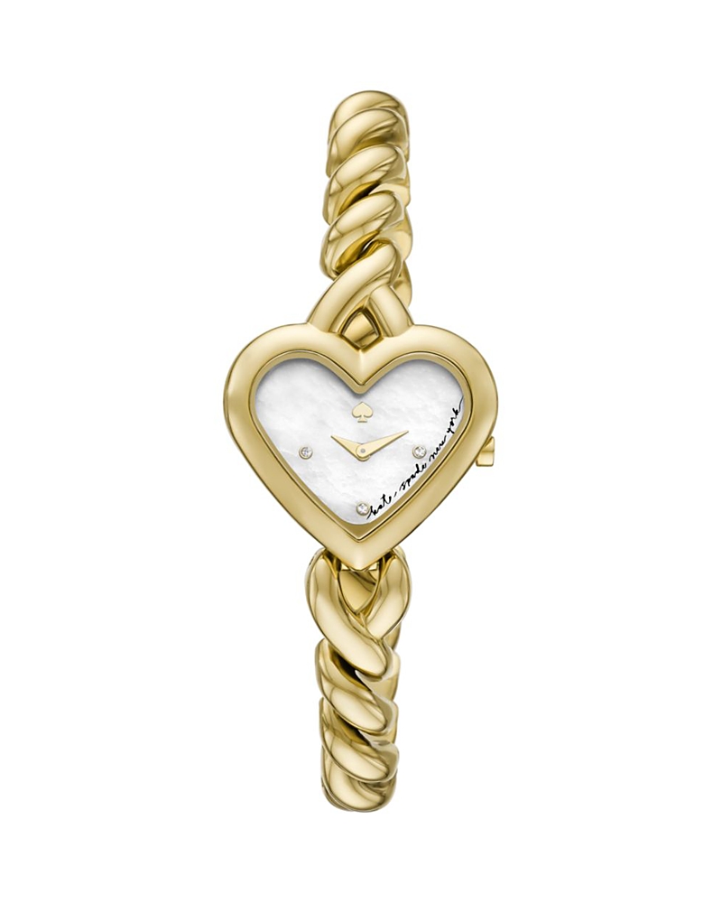 Kate Spade New York Monroe Twist Gold Tone Stainless Steel Bracelet Watch, 30mm In White/gold