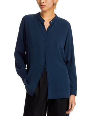 Eileen Fisher Mandarin Collar Silk Shirt