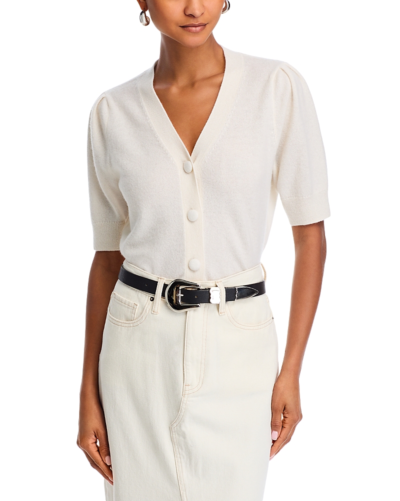 C By Bloomingdale's Cashmere Short Sleeve Cardigan -exclusive In Ivory