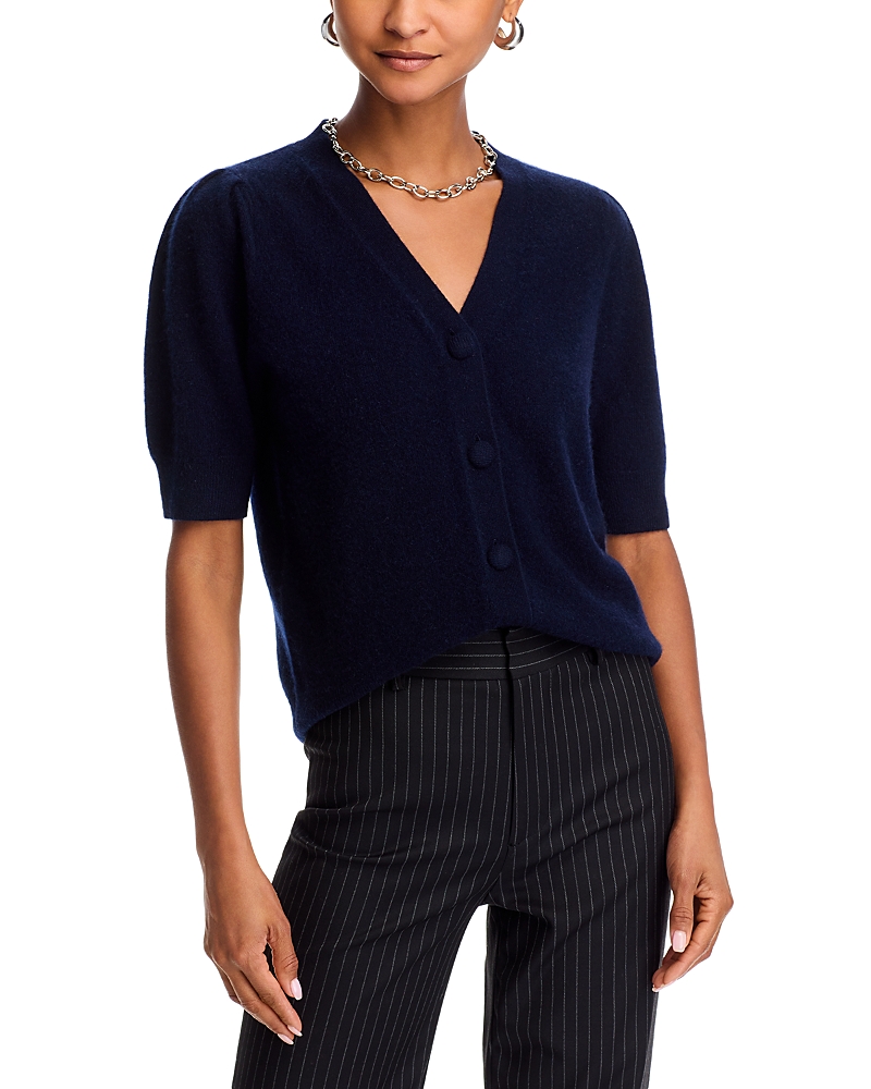 C By Bloomingdale's Cashmere Short Sleeve Cardigan -exclusive In Navy