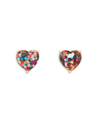 kate spade new york Multicolor Glitter Stone Heart Stud Earrings in Gold Tone