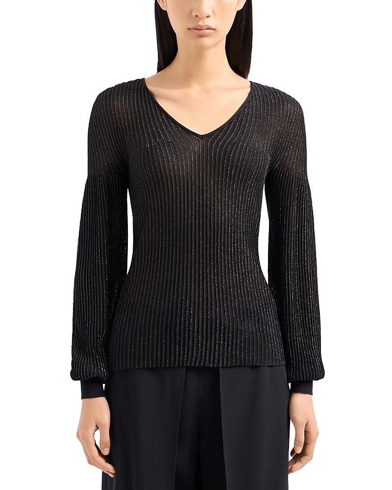 EMPORIO ARMANI METALLIC V NECK SWEATER