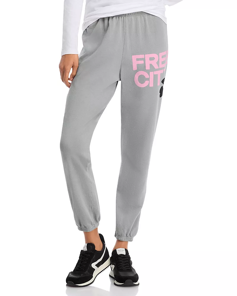 Free City Cotton Logo Sweatpants in Silver Cloud