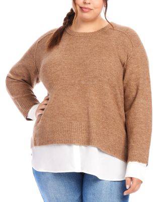 Karen Kane Plus Layered Crewneck Sweater