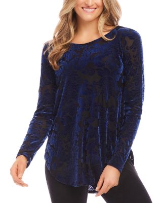 Karen Kane - Petite Velvet Burnout Shirttail Top