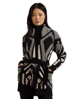 Ralph Lauren - Geo Motif Belted Wool Blend Cardigan