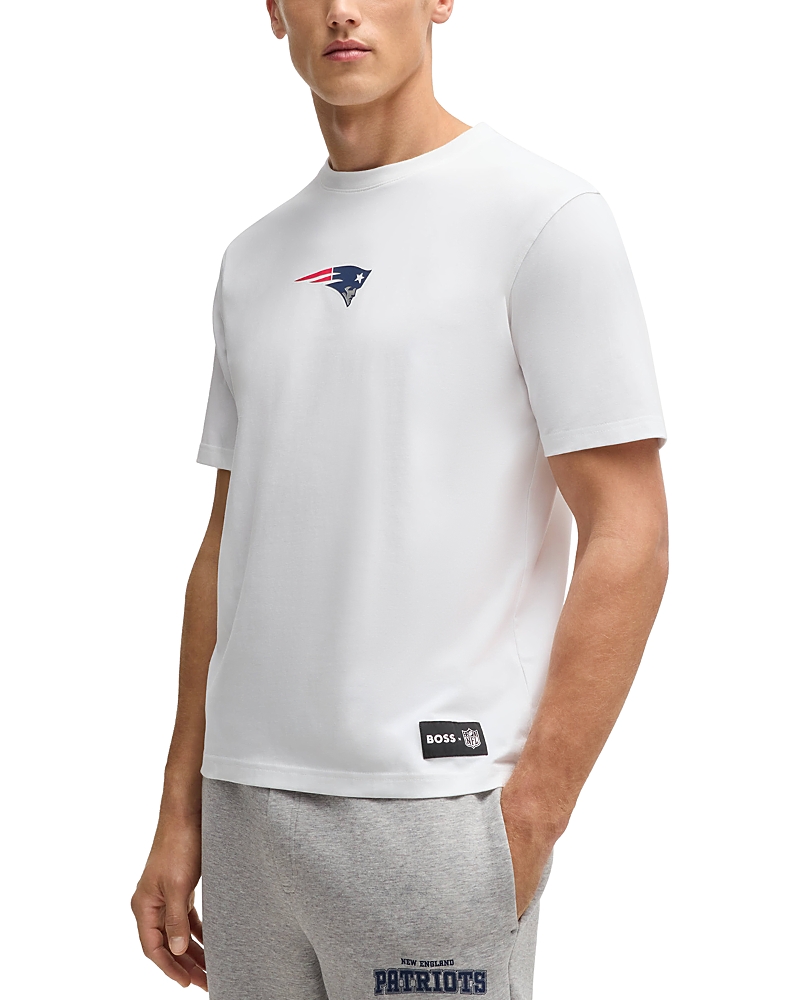 Hugo Boss Boss X Nfl Stretch Cotton Graphic T-shirt In Patriots Open White