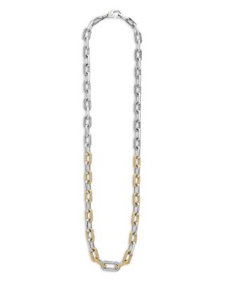 18K Yellow Gold & Silver Caviar Lux-Clip Diamond Link Necklace, 18" - Exclusive