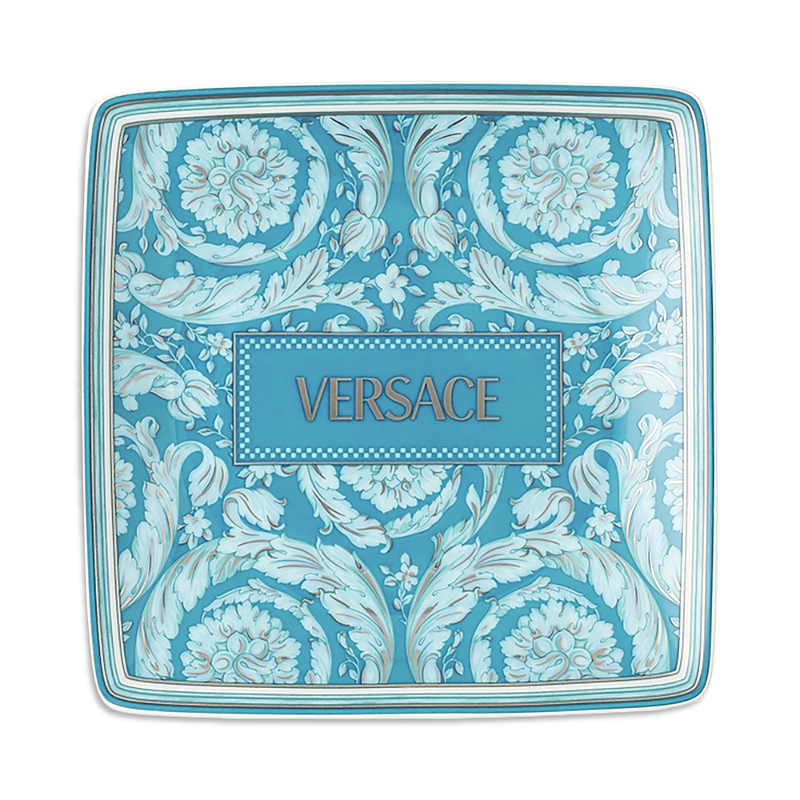 Versace Barocco Rose Canape Dish In Teal