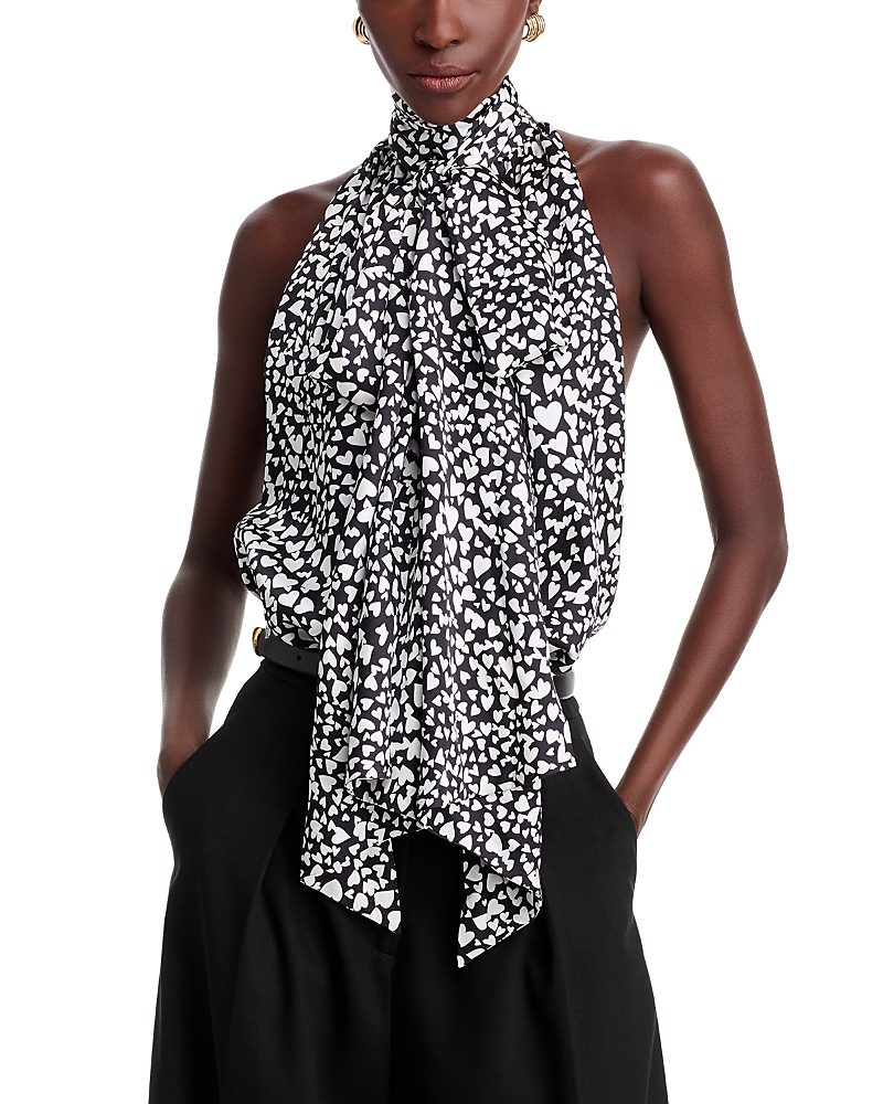 ANINE BING PRINTED TIE NECK TOP