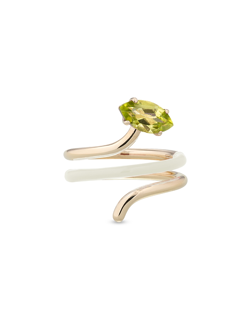 Bea Bongiasca 9k Yellow Gold You're So Vine Peridot & Enamel Coil Ring In Green/two-tone