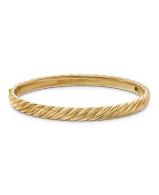 18K Yellow Gold Sculpted Cable Twist Bangle Bracelet, 6mm