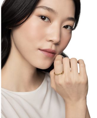 18K Yellow Gold Cable Sapphire Stack Band Ring