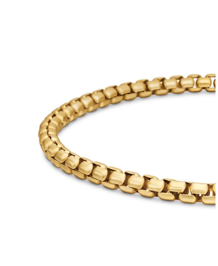 Men's 18K Gold Chain Box Flex Bracelet, 3.4mm