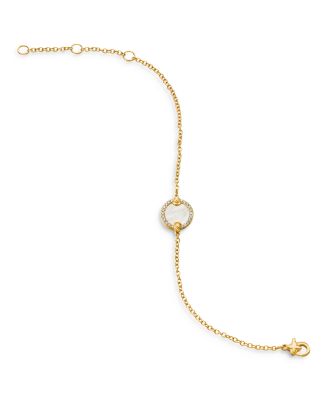 Petite DY Elements&reg; 18K Yellow Gold Mother-of-Pearl & Pav&eacute; Diamonds Center Station Chain Bracelet
