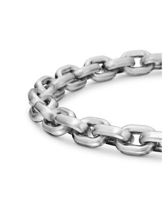 Men's Deco Chain Link Bracelet in Sterling Silver, 6.5mm