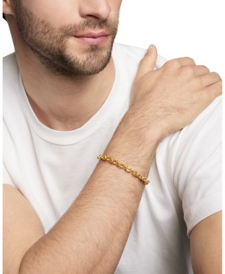 Men's Deco Chain Link Bracelet in 18K Yellow Gold, 6.5mm