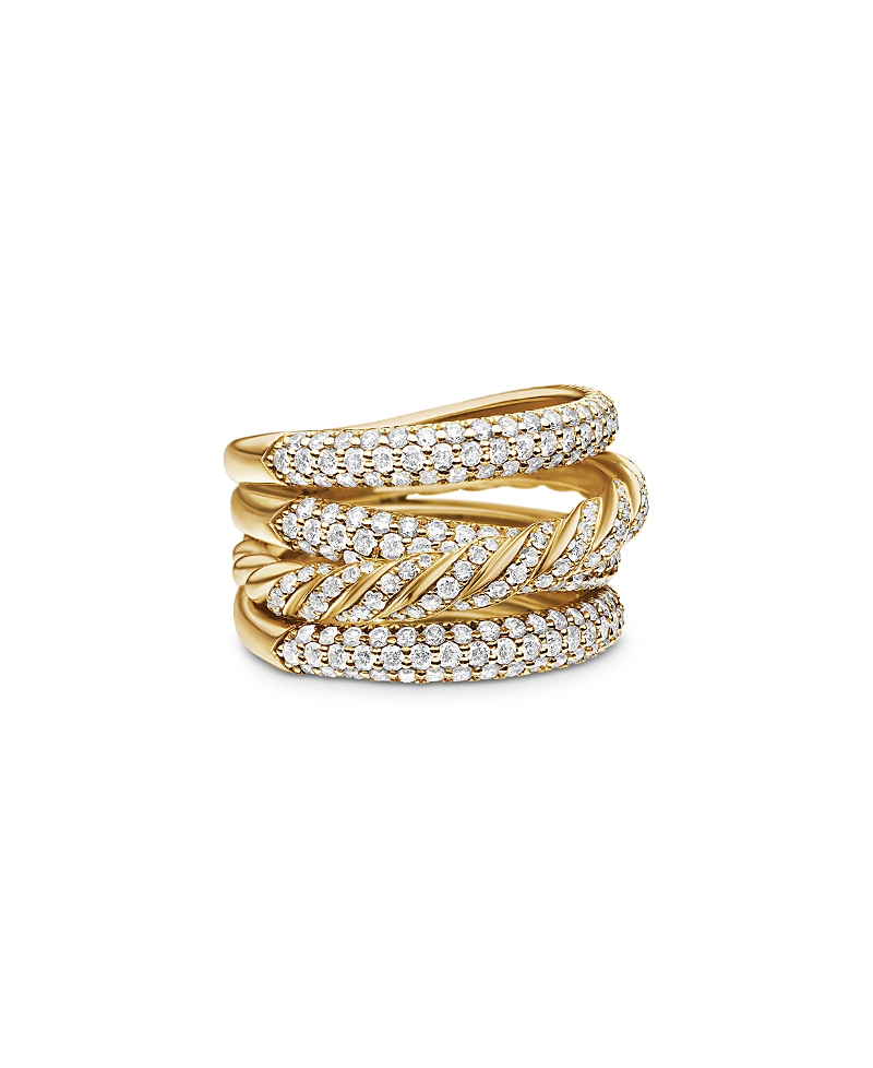 David Yurman Paveflex Four Row Ring in 18K Yellow Gold with Diamonds