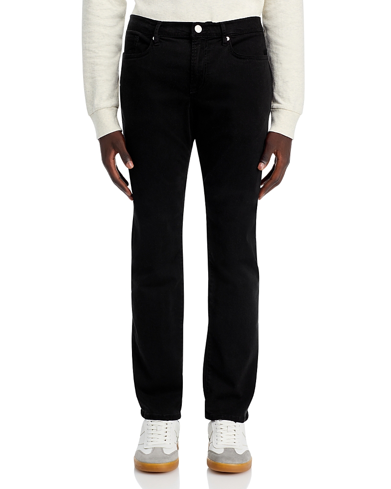 Frame L'Homme Slim Brushed Twill Pants in Noir