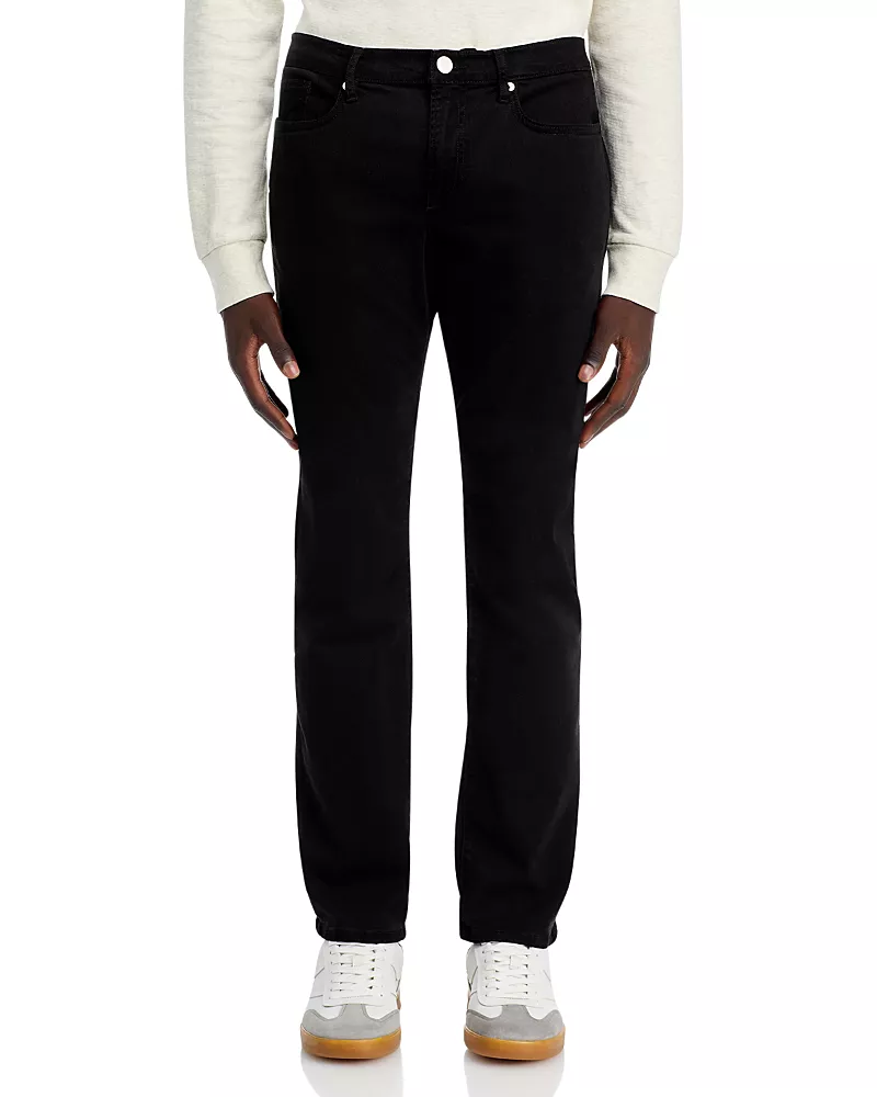 Frame L'Homme Slim Brushed Twill Pants in Noir