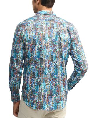 Merola Cotton Stretch Printed Classic Fit Button Down Shirt