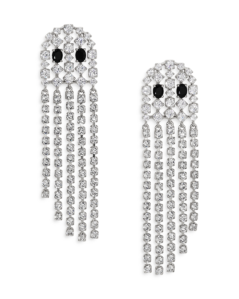 Shop Nadri Haunt Couture Cubic Zirconia Ghost Fringe Drop Earrings In Silver