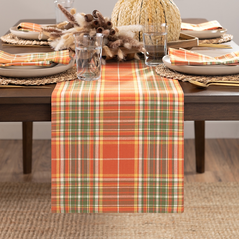 Elrene Home Fashions Hawley Plaid Harvest Cotton Table Runner In Multi