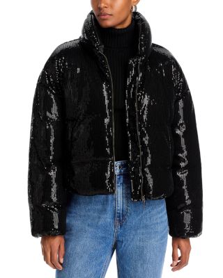 STEVE MADDEN - Stratton Sequined Cropped Puffer Jacket