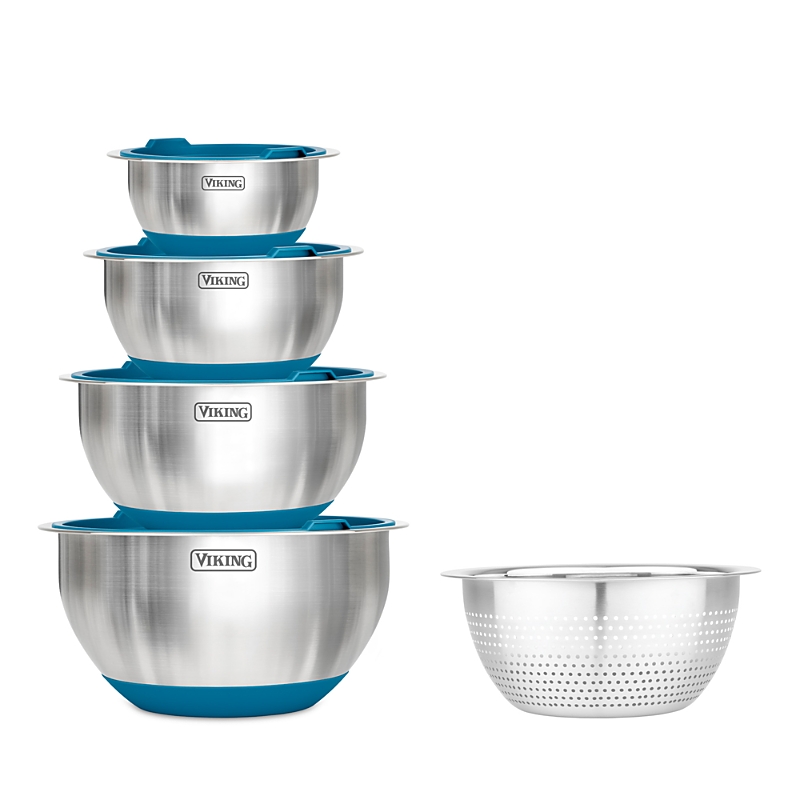Viking 9 Pc Stainless Steel Bowl Set With Strainer In Teal