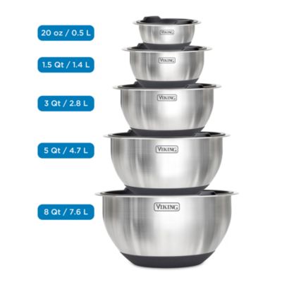 10 Piece Stainless Steel Mixing Bowl Set, Black