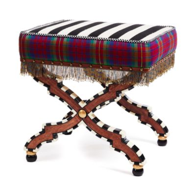 On Wall Street Stripe Fabric Ottoman