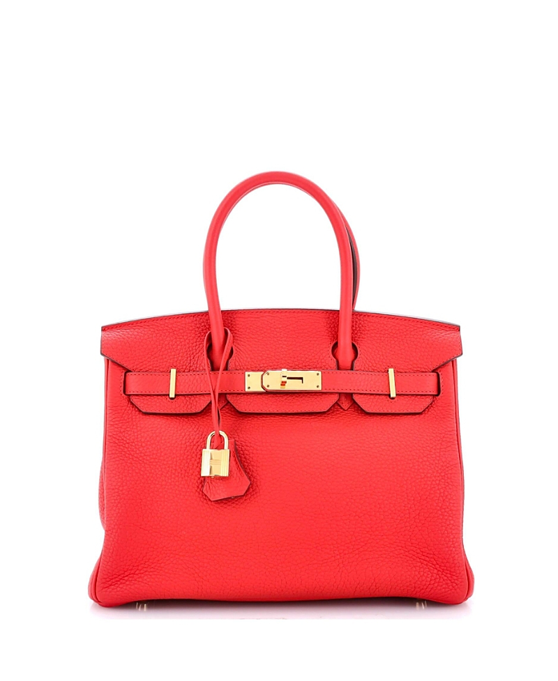 Pre-Owned Hermes Birkin 30 Handbag Red Togo with Gold Hardware