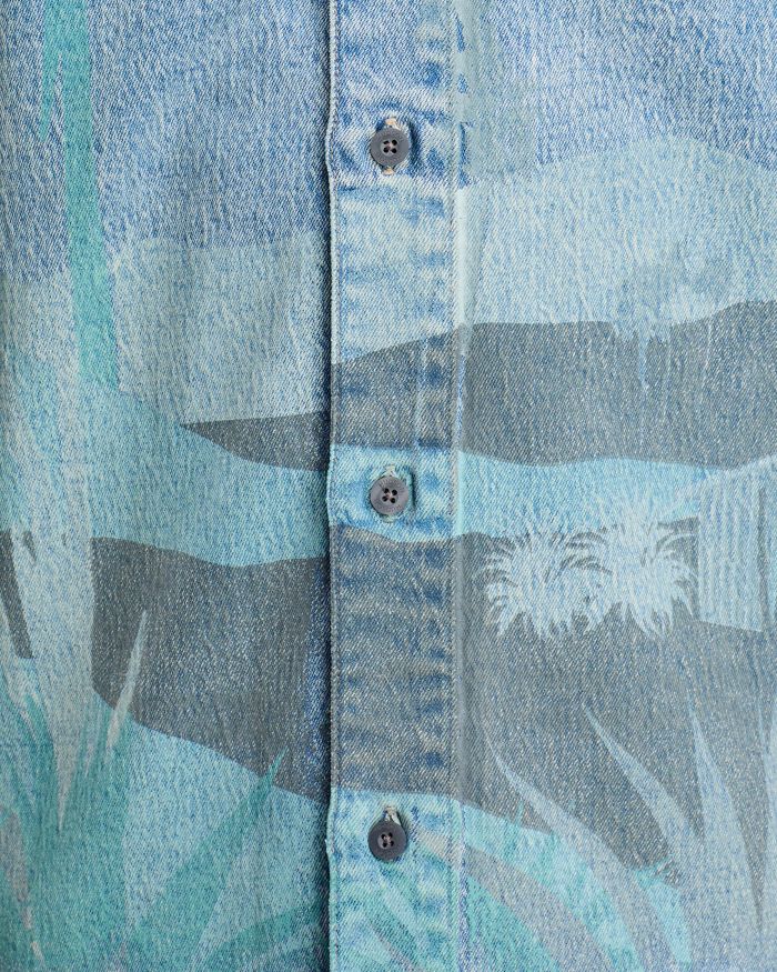 Spring Break Short Sleeve Button Front Denim Shirt