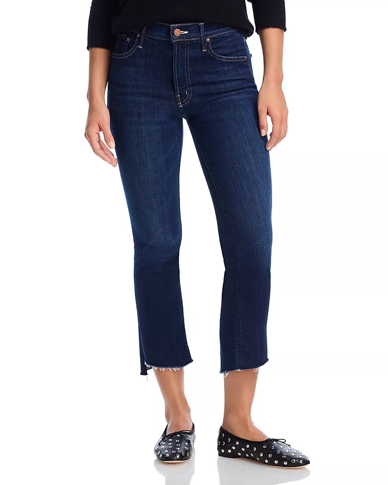 Mother Petites Lil' Insider High Rise Cropped Straight Jeans in Off Limits
