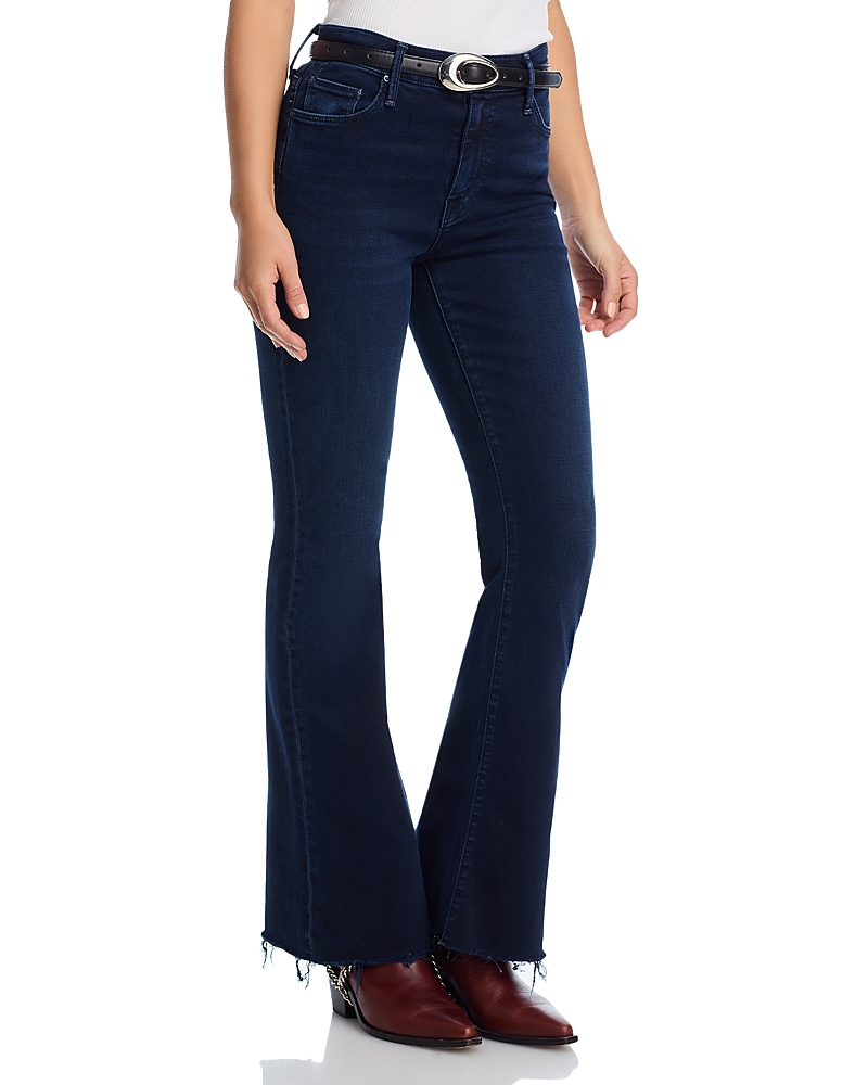 Mother Petites Lil Weekender High Rise Flared Jeans in Chip On My Shoulder