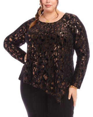 Karen Kane - Plus Velvet Burnout Asymmetrical Top