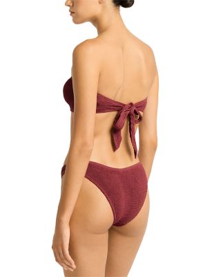 Tie Back Blake Crinkle Bandeau Bikini Top &amp; Sign Crinkle Bikini Bottom