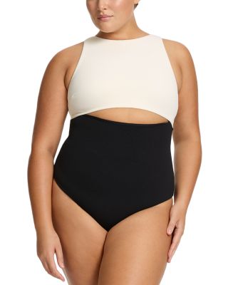 High Neck Cut Out One Piece Swimsuit