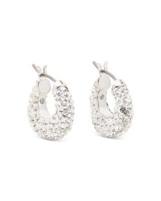 kate spade new york - Pav&eacute; Huggie Hoop Earrings in Silver Tone