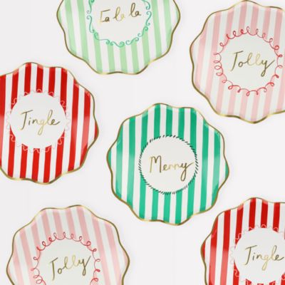 Meri Meri Merry Stripe Paper Side Plate, Set of 8