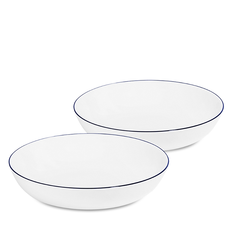 Richard Brendon Line Large Coupe Bowl, Set Of 2 In Blue / White