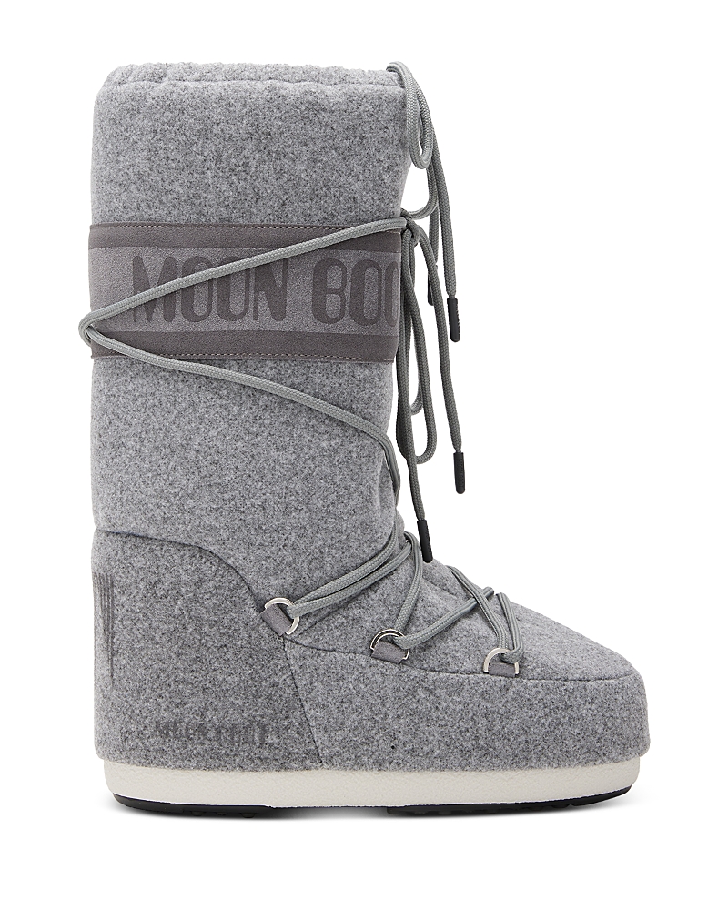 Moon Boot Woman Boot Grey Size 8-9.5 Textile Fibers In Grey